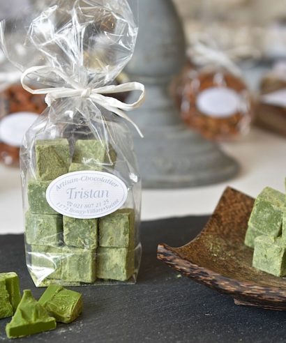 Pavés blanc Thé vert Japon Tristan Chocolatier Suisse